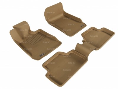 Коврики салона 3D LUX Sotra для BMW 1** E87 2007-2011, 2 ряда 5 частей, чёрный и бежевый цвет