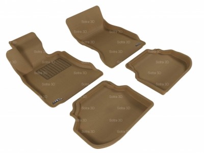 Коврики салона 3D LUX Sotra для BMW 5** F10 2009-2013, 2 ряда 5 частей, чёрный и бежевый цвет