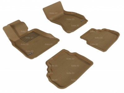 Коврики салона 3D LUX Sotra для BMW 7** F01 SWB RWD 2008-2012, 2 ряда 5 частей, чёрный и бежевый цвет