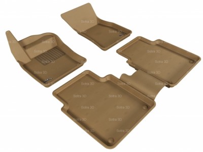 Коврики салона 3D LUX Sotra для Audi A8 Long 2002-2010, 2 ряда 5 частей, чёрный и серый цвет