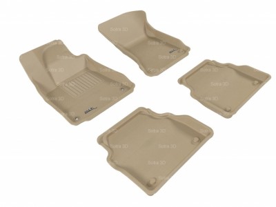 Коврики салона 3D LUX Sotra для Audi A8 2010-2014, (D4, 4H), 2 ряда 5 частей, чёрный и бежевый цвет