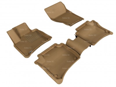 Коврики салона 3D VIP Sotra для Porsche Cayenne с 4-ёх зонным климат-контролем 2010-н.в., 2 ряда 5 частей, чёрный и бежевый цвет