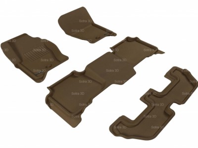 Коврики салона 3D LUX Sotra для Land Rover Discovery 4 (LR) 2009-2016, 3 ряда 4 части, чёрный и бежевый цвет