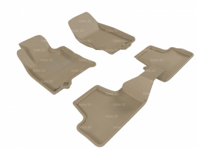 Коврики салона 3D LUX Sotra для Infiniti EX35 (QX50) 2007-н.в., 2 ряда 3 части, чёрный и бежевый цвет