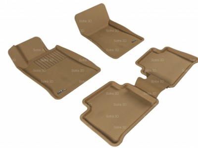 Коврики салона 3D LUX Sotra для MB W211 E-Class 2002-2009, 2 ряда 5 частей, чёрный, серый и бежевый цвет