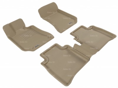 Коврики салона 3D LUX Sotra для MB W212 E-Class 2009-н.в., 2 ряда 5 частей, чёрный, серый и бежевый цвет