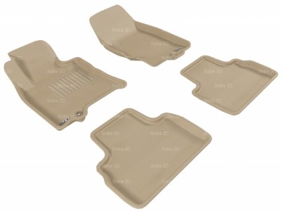 Коврики салона 3D LUX Sotra для Infiniti FX35 (QX70) 2008-н.в., 2 ряда 5 частей, чёрный и бежевый цвет