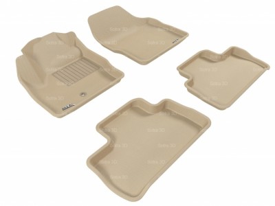 Коврики салона 3D LUX Sotra для Land Rover Freelander II (LF) 2006-2012, 2 ряда 5 частей, чёрный и бежевый цвет