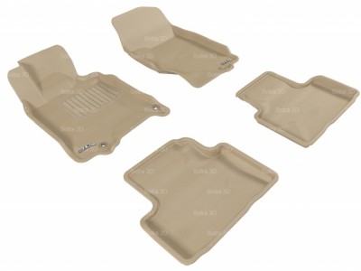 Коврики салона 3D LUX Sotra для Infiniti G37 2006-2012, 2 ряда 5 частей, чёрный и бежевый цвет