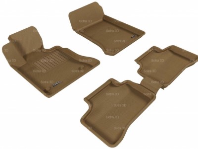 Коврики салона 3D LUX Sotra для MB X204 GLK-Class 2008-2015, 2 ряда 5 частей, чёрный и бежевый цвет