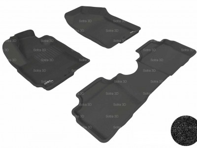 Коврики салона 3D LUX Sotra для Kia Soul (PS) 2013-н.в., 2 ряда 3 части, чёрный цвет