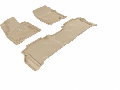 Коврики салона 3D LUX Sotra для Lexus LX570 (J200) 2007-2012, 2 ряда 3 части, чёрный, серый и бежевый цвет