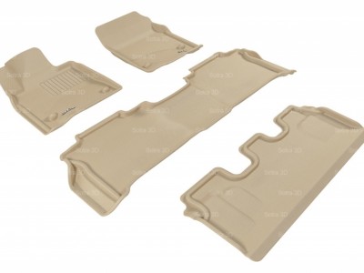 Коврики салона 3D LUX Sotra для Lexus LX570(J200(2012)) 2012-2015, 3 ряда 4 части, чёрный, серый и бежевый цвет