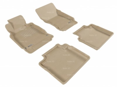 Коврики салона 3D LUX Sotra для Infiniti M37 (Q70) 2010-н.в., 2 ряда 5 частей, чёрный и бежевый цвет