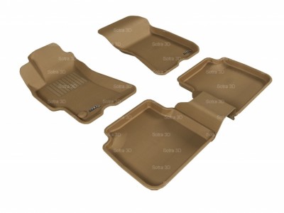 Коврики салона 3D LUX Sotra для Subaru Outback 2003-2009, 2 ряда 5 частей, чёрный и серый цвет