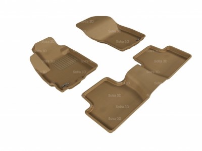 Коврики салона 3D LUX Sotra для Mitsubishi Outlander XL 2007-2012, 2 ряда 3 части, чёрный цвет