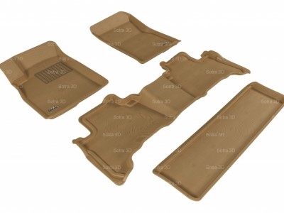 Коврики салона 3D LUX Sotra для Toyota LC 120 Prado 2002-2009, 3 ряда 4 части, чёрный, серый и бежевый цвет