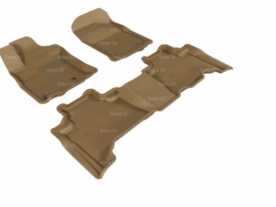 Коврики салона 3D VIP Sotra для Toyota LC 150 Prado 2009-2014, 2 ряда 3 части, чёрный, серый и бежевый цвет