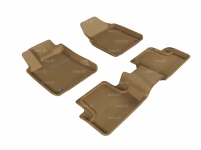 Коврики салона 3D VIP Sotra для Nissan Qashqai 2006-2013, 2 ряда 3 части, чёрный цвет