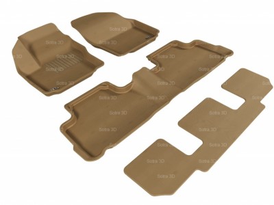 Коврики салона 3D LUX Sotra для Ford S-Max 2006-н.в./ Galaxy 2006-н.в. , 2 ряда 4 части, чёрный и серый цвет