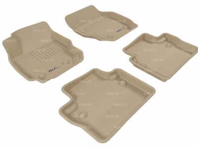 Коврики салона 3D LUX Sotra для Volvo S80 2006-н.в./ Volvo XC70 2006-н.в., 2 ряда 5 частей, чёрный, серый и бежевый цвет