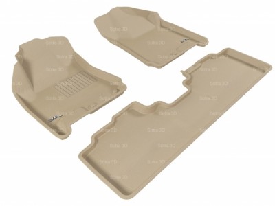 Коврики салона 3D LUX Sotra для Cadillac SRX 2009-2016, 2 ряда 3 части, чёрный, серый и бежевый цвет