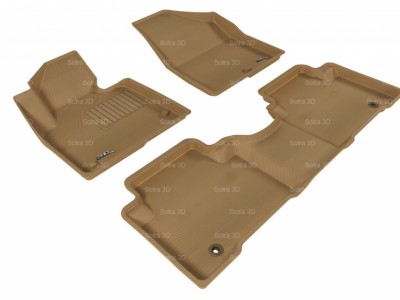 Коврики салона 3D LUX Sotra для Hyundai Santa Fe III 2012-н.в., 2 ряда 3 части, чёрный цвет