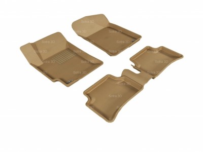 Коврики салона 3D LUX Sotra для Hyundai Sonata VI 4D NF 2005-2010, 2 ряда 5 частей, чёрный, серый и бежевый цвет