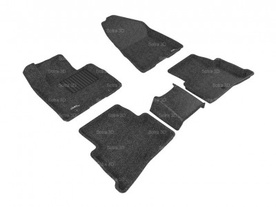 Коврики салона 3D LUX Sotra для Kia Sportage IV 2016-н.в., 2 ряда 3 части, чёрный цвет