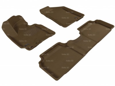 Коврики салона 3D LUX Sotra для Kia Sportage (SL) 2010-2016/ Hyundai ix35 (EL)2010-2015, 2 ряда 3 части, чёрный и серый цвет