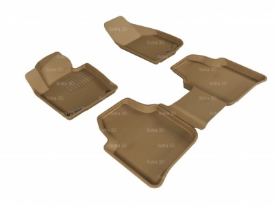 Коврики салона 3D VIP Sotra для Skoda Superb 2008-2015, 2 ряда 5 частей, чёрный и бежевый цвет