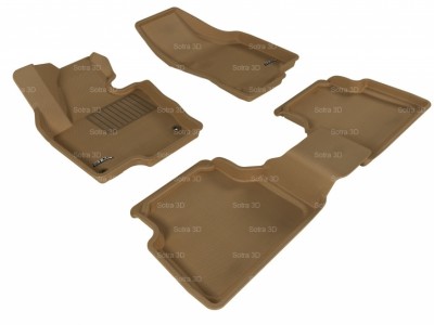 Коврики салона 3D VIP Sotra для VW Tiguan 2011-н.в., 2 ряда 3 части, чёрный цвет