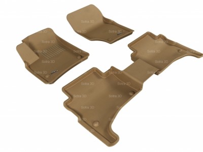 Коврики салона 3D VIP Sotra для VW Touareg 2002-2010, 2 ряда 4 части, чёрный и бежевый цвет