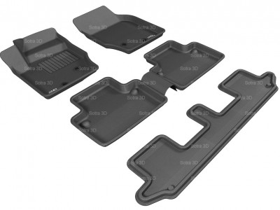 Коврики салона 3D LUX Sotra для Volvo XC90 2014-н.в., 3 ряда 6 частей, чёрный и бежевый цвет