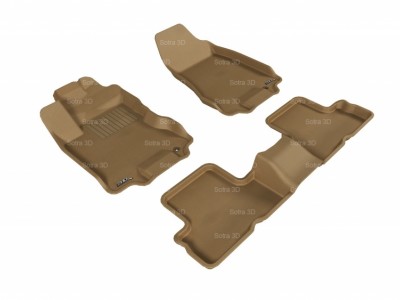 Коврики салона 3D VIP Sotra для Nissan X-Trail 2007-2015, 2 ряда 3 части, чёрный цвет