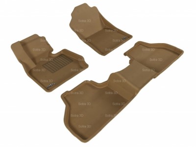 Коврики салона 3D LUX Sotra для BMW X3 F25 2010-2017/ X4 F26 2014-н.в., 2 ряда 3 части, чёрный , серый и бежевый цвет