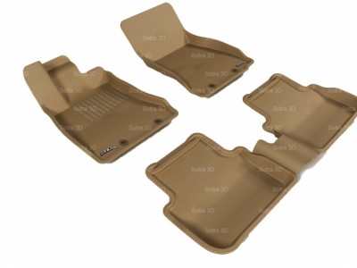 Коврики салона 3D LUX Sotra для Jaguar XF 2007-2015, 2 ряда 5 частей, чёрный и бежевый цвет