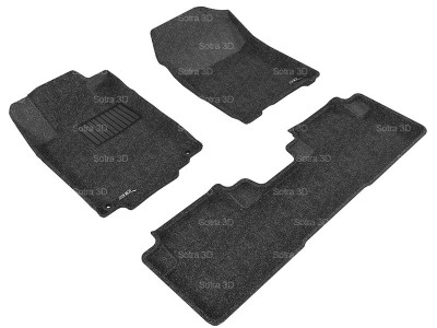 Коврики салона 3D LUX Sotra для Honda CR-V IV 5D 2012-2017, 2 ряда 3 части, чёрный цвет